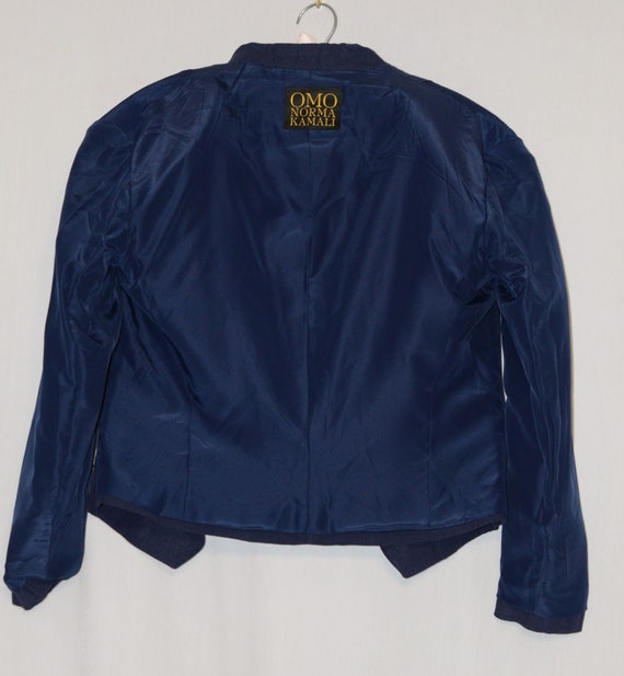 Vintage 1980s Blue Cropped Linen Jacket ~ OMO NOR… - image 8