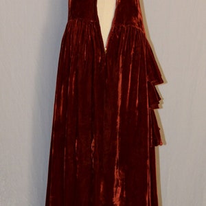 VINTAGE 1930s Burnt Orange SILK VELVET Ruffle Accent Formal Dress image 8