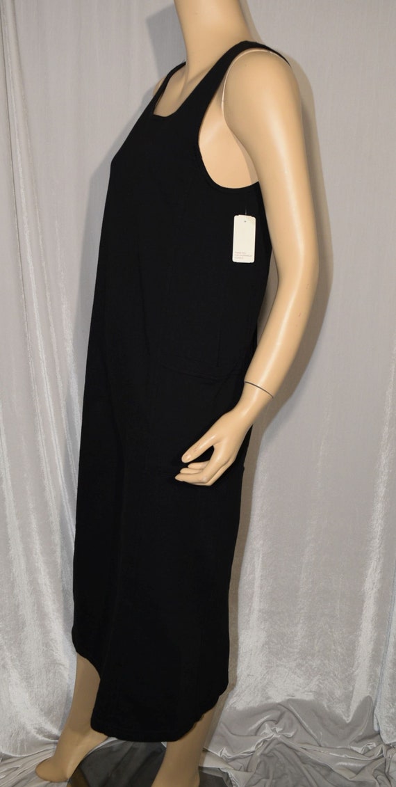 VINTAGE 1990s BLACK COTTON Long Summer Tank Dress… - image 4