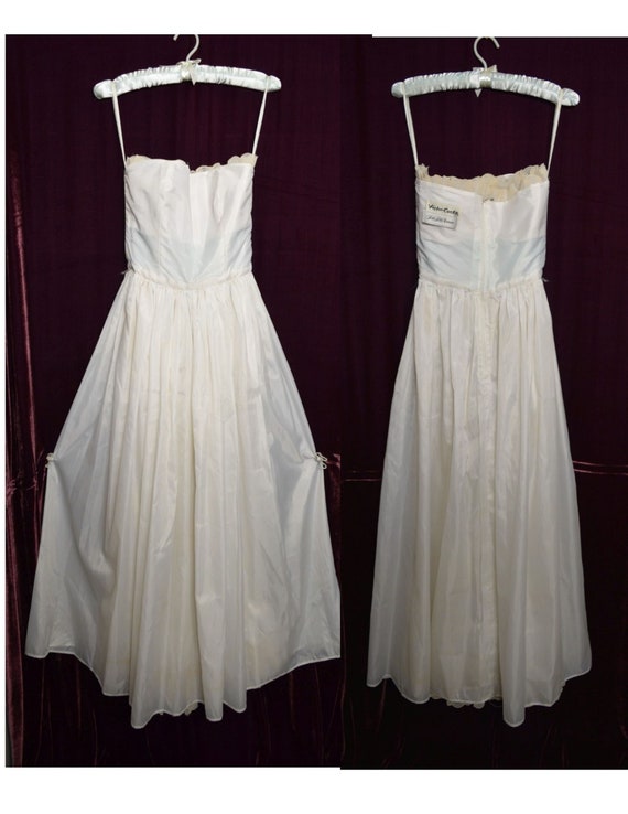VINTAGE 1970s VICTOR COSTA White Strapless Chiffo… - image 7