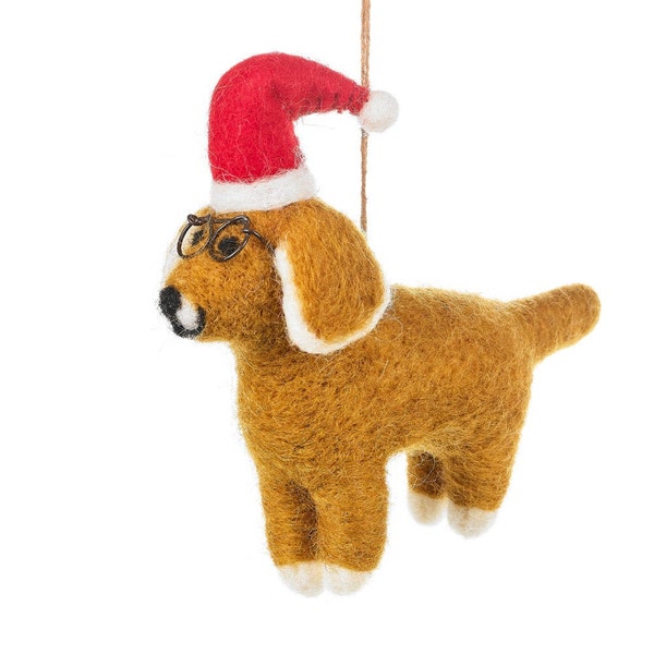 Saint Dog Nicholas - Christmas - Felt so good - Hand Made - Hanging decoration - Fair trade - Needle Felt - Sustainable - Biodegradable