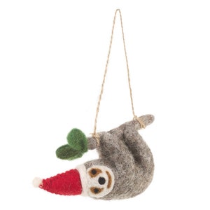 Christmas Sloth Decoration - Festive Sloth - Hanging decoration - Fair trade - Handmade - Sustainable - Eco friendly - Christmas decoration