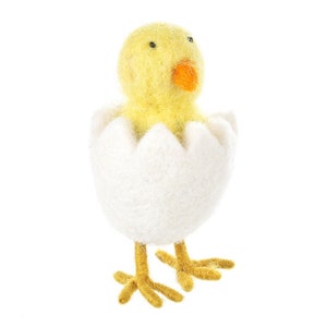 Hatching Chick - Decoración de Pascua - Decoración de pie - Fieltro de aguja - Pollito bebé - Árbol de Pascua - Primavera - Corral - Ecológico