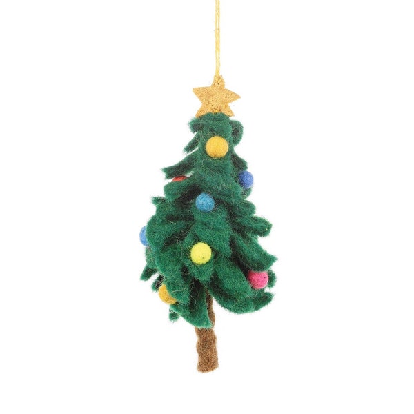 Colourful Christmas Tree - Christmas - Felt so good - Hanging decoration - Handmade - Needle Felt - Fairtrade - Eco Friendly - Sustainable