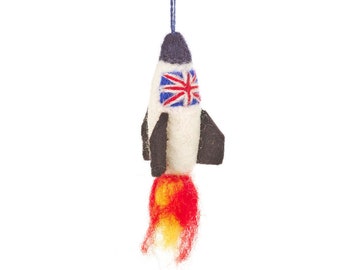 Rocket Ship - Space - Felt so good - Needle Felt - Hanging Decoration - Biodegradable - Handmade - Sustainable - Felt - Eco - Friendly