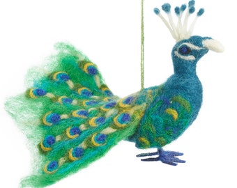peacock needle felted bird xmas tree decorations christmas wool felt merino wool ethical handmade - Peacock Christmas Decorations peacock needle felted bird xmas tree decorations christmas wool felt merino wool ethical handmade - Peacock Christmas Decorations