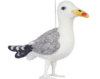 Hanging Seagull - Needle Felted - Bird - Seaside - Coastal  - Felt Animal - Sustainable - Biodegradable - Eco Friendly