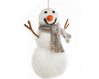 Norman the Snowman - Christmas - Felt so good - Hand Made - Hanging decoration - Fair trade - Needle Felt - Sustainable - Biodegradable
