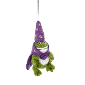 Wizard Frog - Felt - Needle Felt - Halloween - Wizard Hanging Decoration - Frog - Handmade