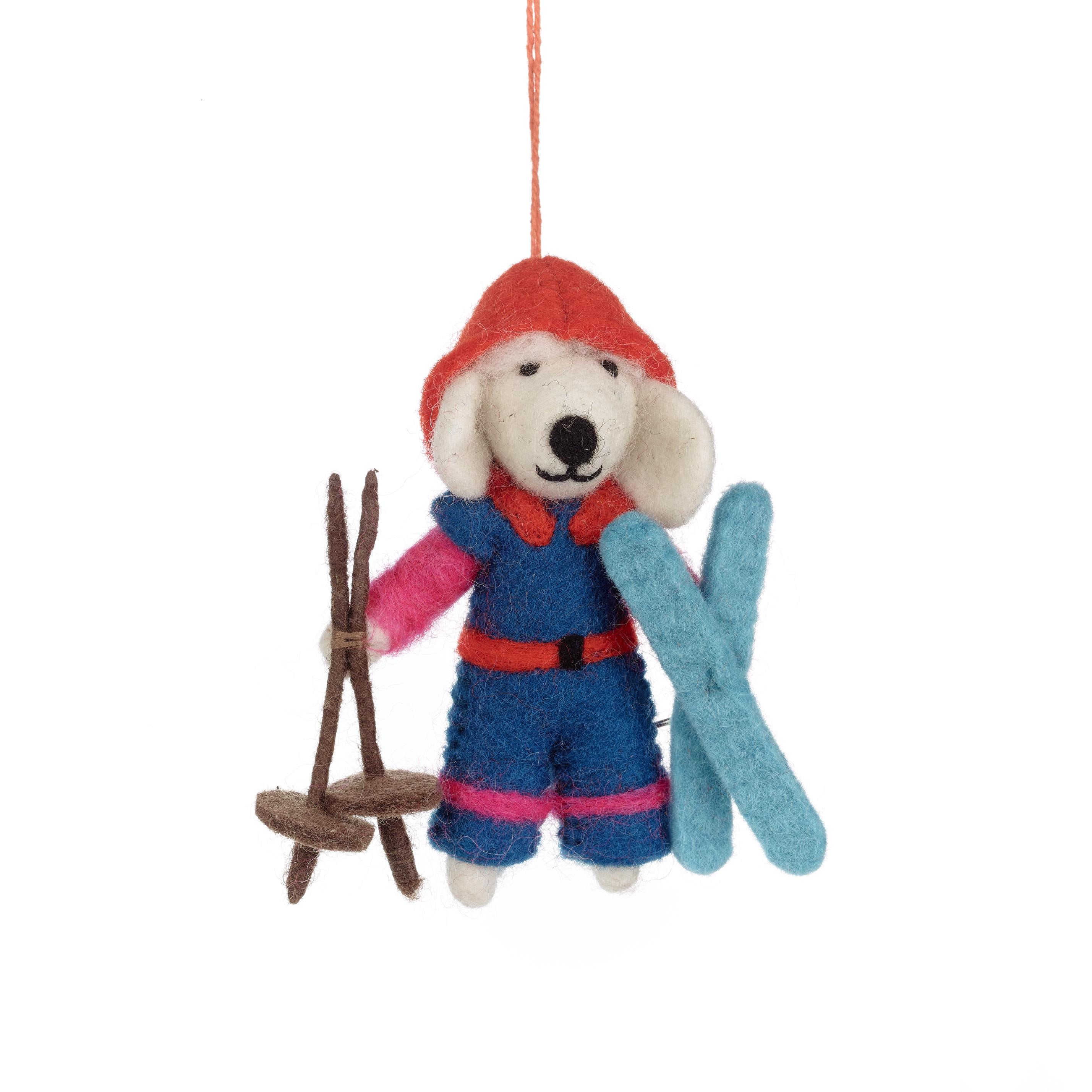 Porscha the Skiing Poodle - Christmas Hanging Decoration - Skiing