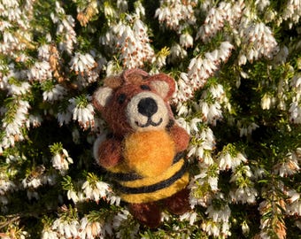 Howie Honey Bee Bear Hanging Decoration - Fair Trade Needle Felt