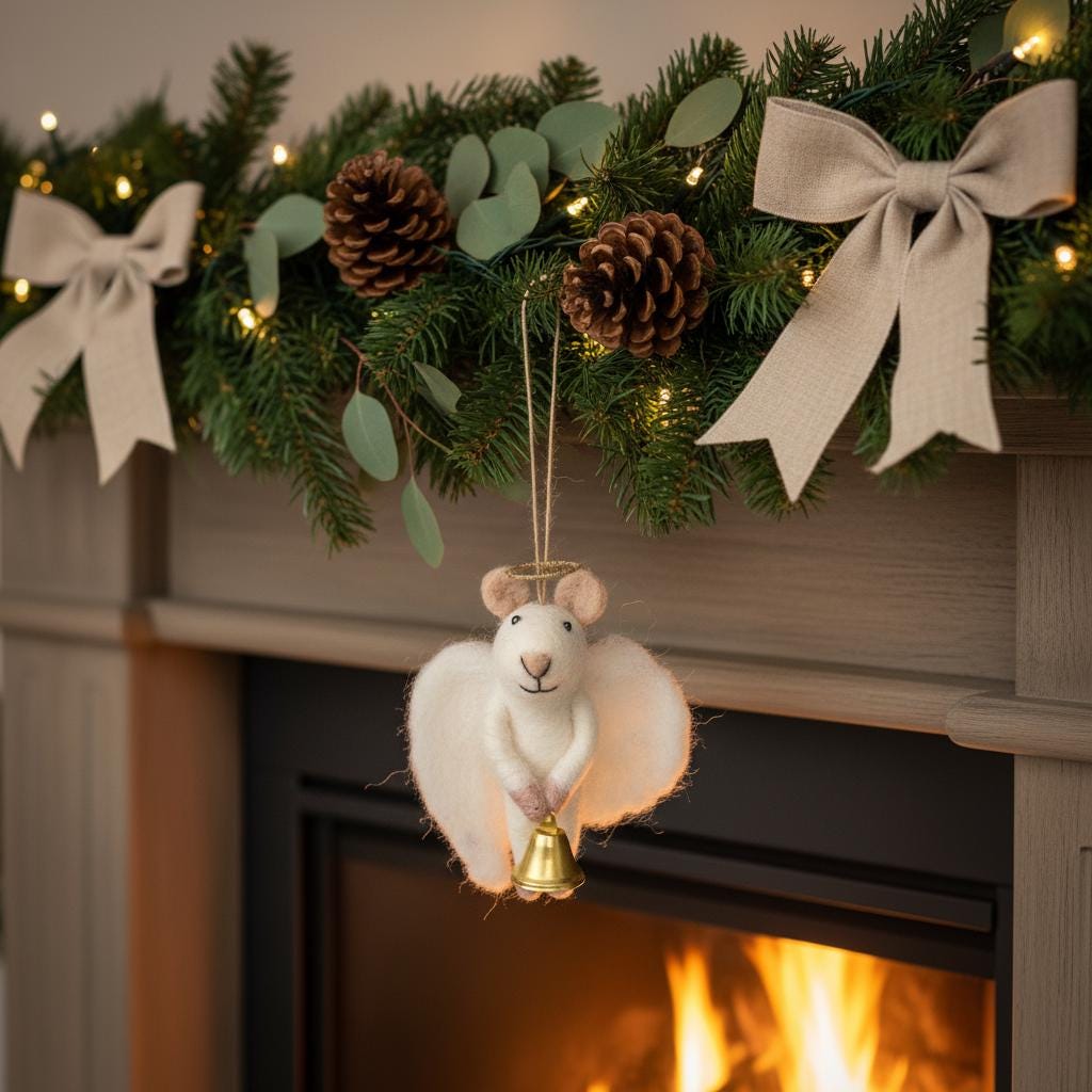 Decorazione Natalizia In Feltro A Forma Di Topolino - Mini Pupazzo 7,8 Cm, Fatto A Mano, Per Albero Di Natale E Tabelle