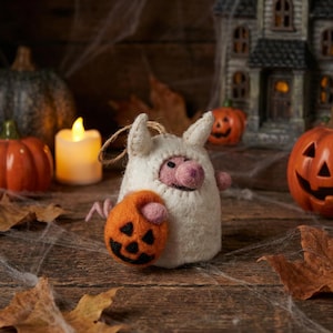 Boo! Pig - Halloween Needle Felt Hanging Decoration