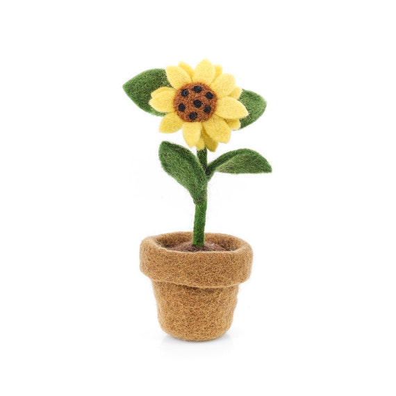 Handmade Needle Felt Sunny Sunflower Pot Handmade Needle Felt Sunny Sunflower Pot