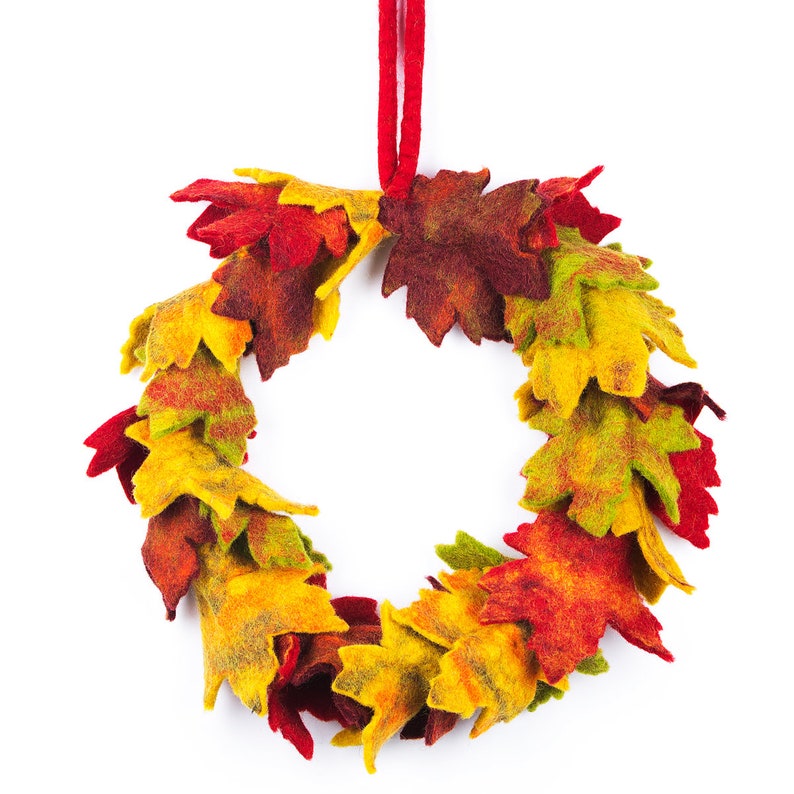 Handmade Felted decorations Halloween Felt Garland Autumnal Wreath Autumn leaf decoration Wedding Decoration