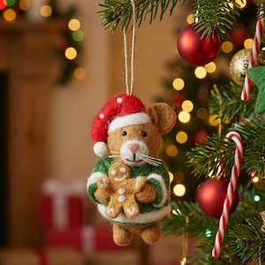 Harvey the Christmas Hamster Handmade Felt Hanging Decoration