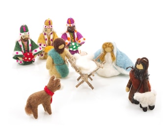 Krippenset - Maria, Josef und Jesuskind - Weise - 3 Könige - Hirte, Schaf, Esel - Weihnachtsdekoration - Bethlehem - Handmade