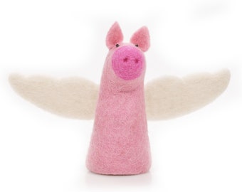 Flying Pig Fantasy Tree Topper - Egg Cosy - Needle Felt - Fair trade - Sustainable - Eco Friendly - Biodegradable