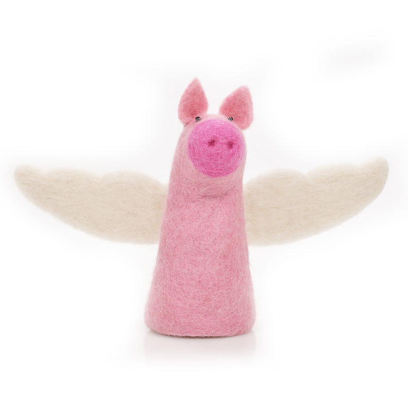 Flying Pig Fantasy Tree Topper Egg Cosy Needle Felt Fair trade Sustainable Eco Friendly Biodegradable image 1