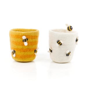 Honey Bee Plant Pot - Felt Plant Pot - Needle Felt - Handmade - Sustainable - Biodegradable - Plastic-free - Houseplants