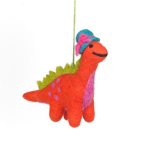 Edwina the Dinosaur - Feltro Agulhado - Decoração Pendurada - Ecológico - Sustentável