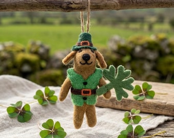 Cormac the Irish Pooch - Hanging Decoration- Handmade - Needle Felted - Sustainable - Ecofriendly - Plastic Free