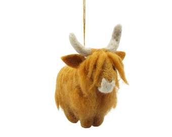 Highland Cow - Farmyard Character - Felt Decorations - Hanging Decorations - Scottish Highlands - Eco friendly - Biodegradable