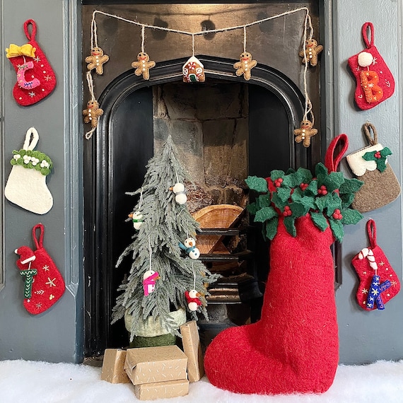 Miniature stocking decorations fire place christmas decoration no blanks Clearance