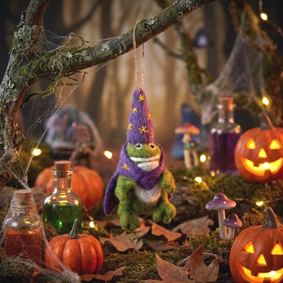 Wizard Frog Hanging Decoration: Handmade Felt Halloween Decor - Etsy