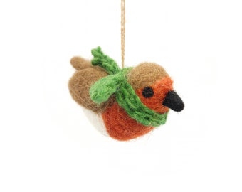 Handmade Needle Felt Hanging Christmas Decoration - Robbie Robin Handmade Needle Felt Hanging Christmas Decoration - Robbie Robin