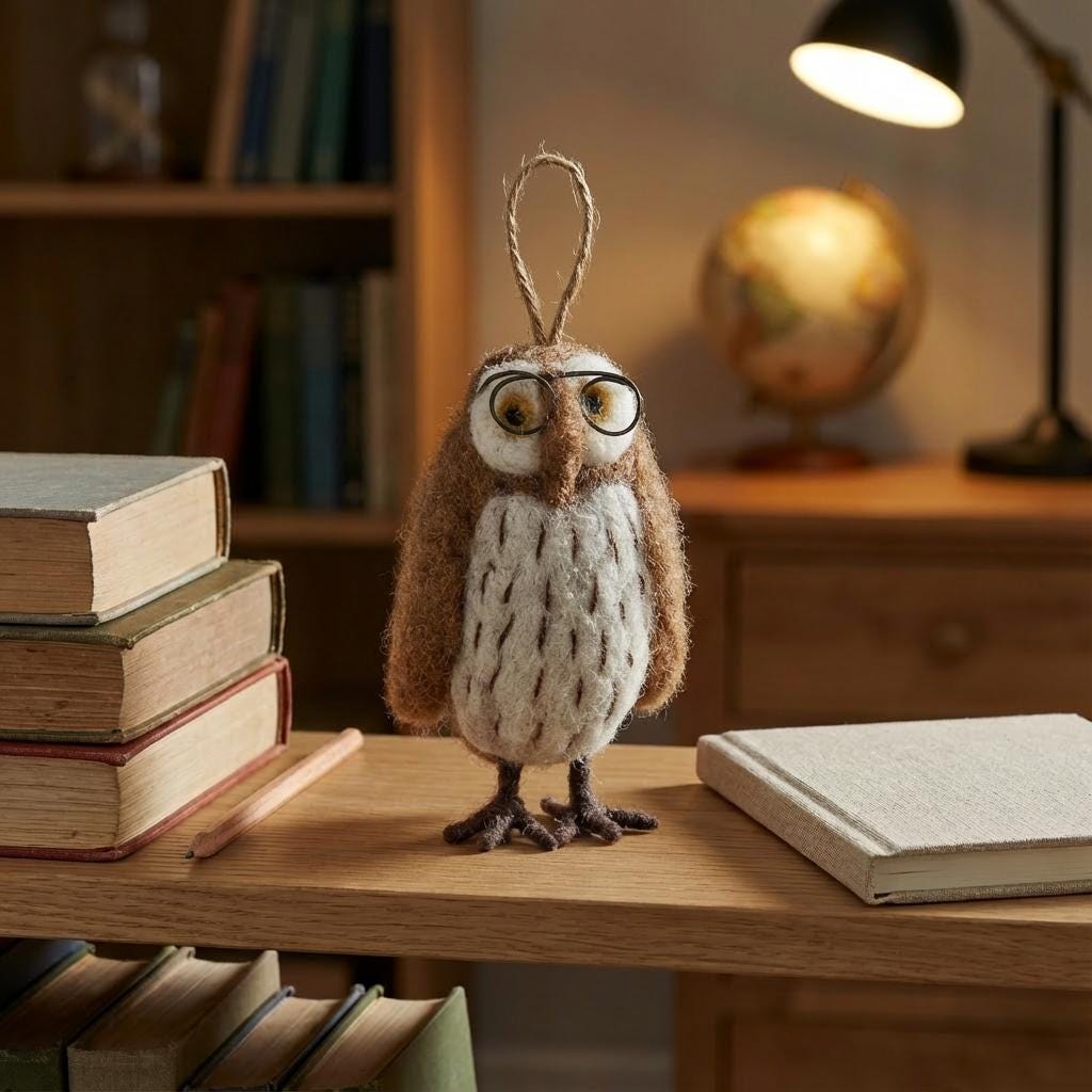 ウィルソン賢者のフクロウ - ハンドメイド - 吊り下げ装飾 - ニードル