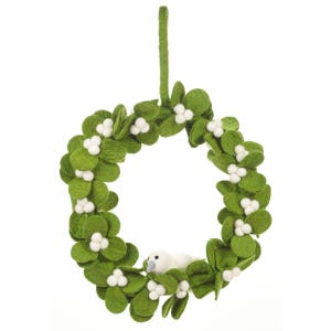 Mistletoe Wreath with Dove - Felt Wreath - Felted Decorations - Christmas decoration - Wedding Decoration - Handmade - Fair trade