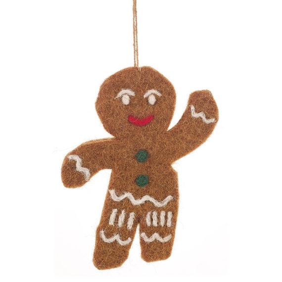 Handmade Felt Decoration - Jolly Gingerbread Man Handmade Felt Decoration - Jolly Gingerbread Man