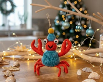 Sammy Snowcrab - Christmas Decorations - Needle Felting - Sustainable - Quirky Christmas - Eco-friendly - Handmade - Fair trade