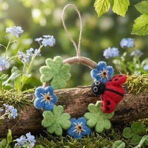 Ladybird Mini Wreath - Bugs - Needle Felt - Handmade - Eco-friendly - Springtime - Easter - Hanging Decoration - Sustainable