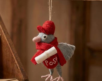 Pigeon Post - Hanging Decoration- Handmade - Needle Felted - Sustainable - Ecofriendly - Plastic Free