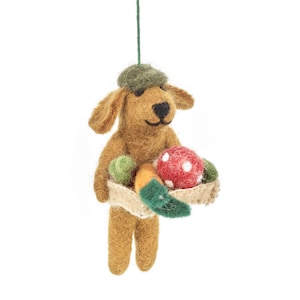 Handmade Needle Felt Dom the Gardening Dog Hanging Decoration Handmade Needle Felt Dom the Gardening Dog Hanging Decoration