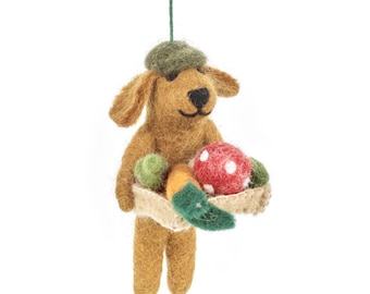 Dom the Gardening Dog - Felt - Needle Felt - Dog - Hanging Decoration - Gardening - Handmade