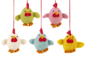 Chattering Chicks (Set of 5)- Handmade - Biodegradable - Sustainable - Easter - Chicken - Fair trade - Needle Felt