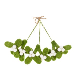 Mini Mistletoe Sprig Set of Three - Needle Felt Decoration - Biodegradable - Mistletoe - Christmas - Traditional Christmas