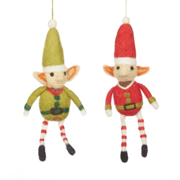 Elf - Felt Characters - Needle felted Ornaments - Christmas - Wool felt - Xmas Tree Decorations- Merino -Ethical-Handmade