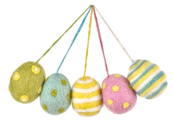 Decorative Easter Eggs (Bag of 5) - Needle Felted - Felt - Easter Decoration - Handmade - Easter - Ethical- Fair Trade - Easter Tree