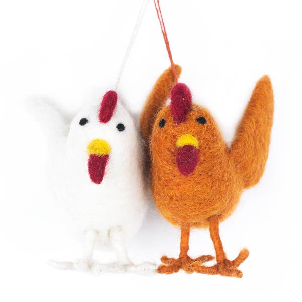 Hanging Cluckin' Chicken - Chickens - Easter Decoration - Needle felt - Biodegradable - Eco friendly - Farmyard - Sustainable