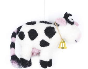 Daisy the Cow - Felt Animals - Farmyard - Cow Decoration - Needle Felting - Countryside - Sustainable - Biodegradable