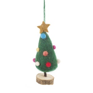 Mini Árvore de Natal - Decoração de Pé - Feito à Mão - Biodegradável - Sustentável - Ecológico - Decoração de Natal - Feltro Agulhado