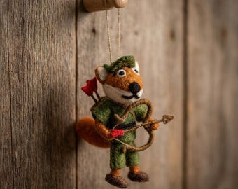 Fox Robin Hood Handmade Felt Hanging Decoration