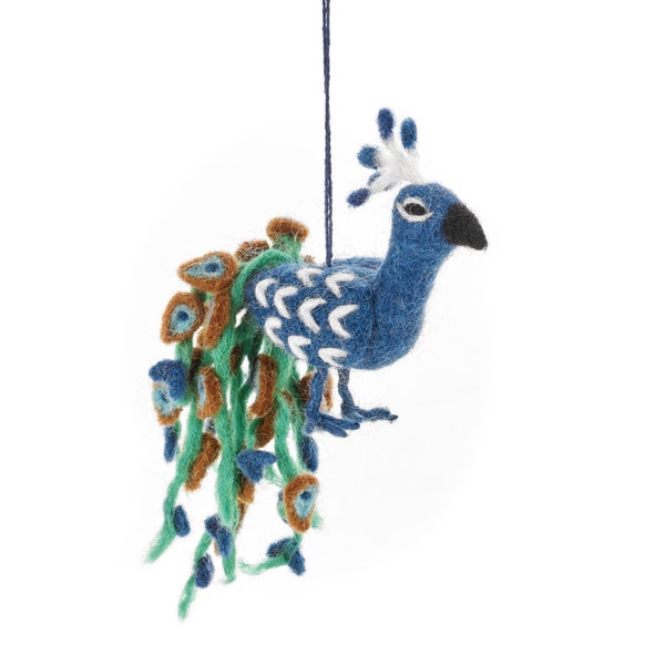 Pablo the Peacock - Felt - Needle Felt - Peacock - Hanging Decoration - Bird - Handmade