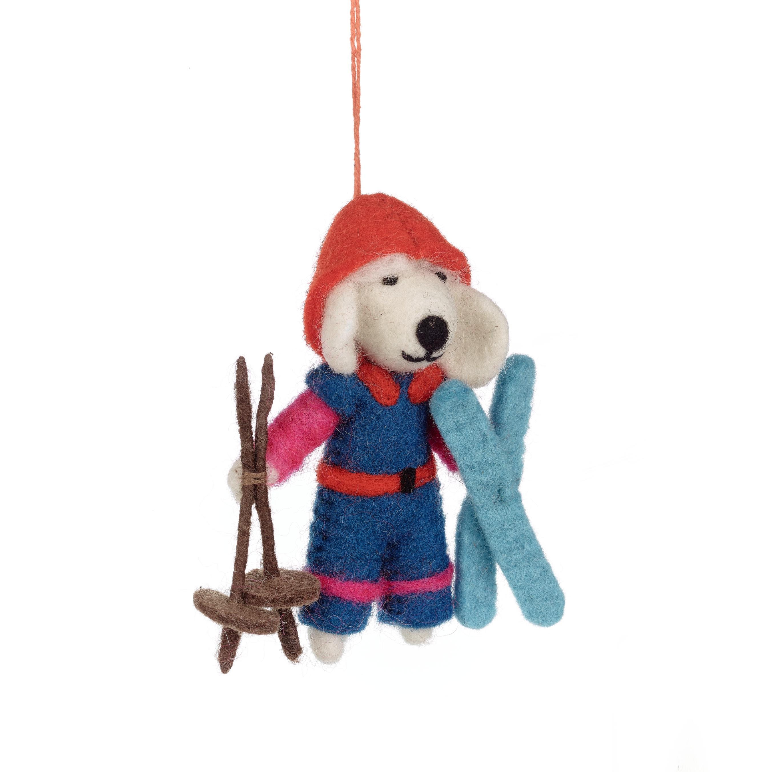 Porscha the Skiing Poodle - Christmas Hanging Decoration - Skiing