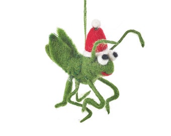Christmas Cricket - Cricket - Christmas Decorations - Insect - Bugs - Handmade - Sustainable - Hanging Decoration - Needle Felt - Eco
