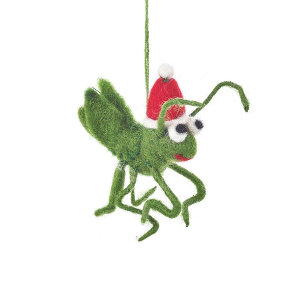 Christmas Cricket - Cricket - Christmas Decorations - Insect - Bugs - Handmade - Sustainable - Hanging Decoration - Needle Felt - Eco